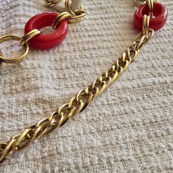 Vintage Nautical Tone Link Belt with Gold Hardware - Picture 3 of 6